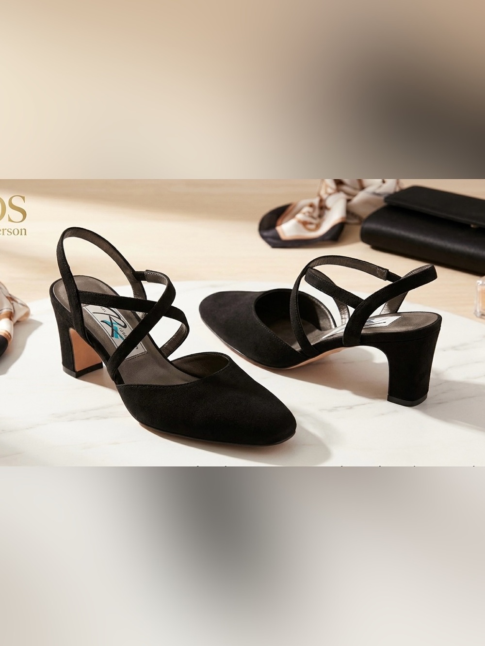 Ros Hommerson Black Strappy Slingback Heels Comfort Block Heel Women’s Size 8N